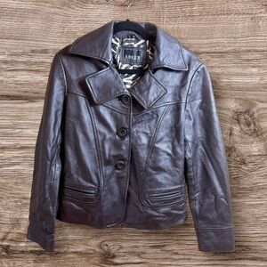 Vintage Adler Collection brown leather coat. Large 90s. Y2K